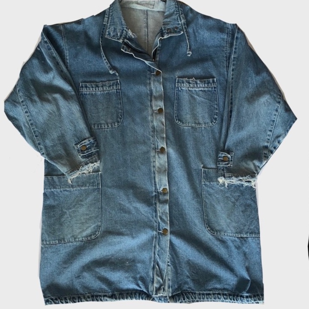 Daniel Vintage Denim Jacket Long Western Coat Cowboy Size Large Jean